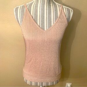 NEW Express Top Large Pale Pink Silk Metallic Wrap Strap Sleeveless Tank